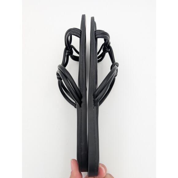 Azalea Wang Stetson Tubular Straps Knot Flat Sandals Womens Black Size US11 EU41 - Picture 10 of 12